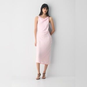 Aritzia Light Pink Cowl Neck Bias Midi Cocktail Evening Dress Size M